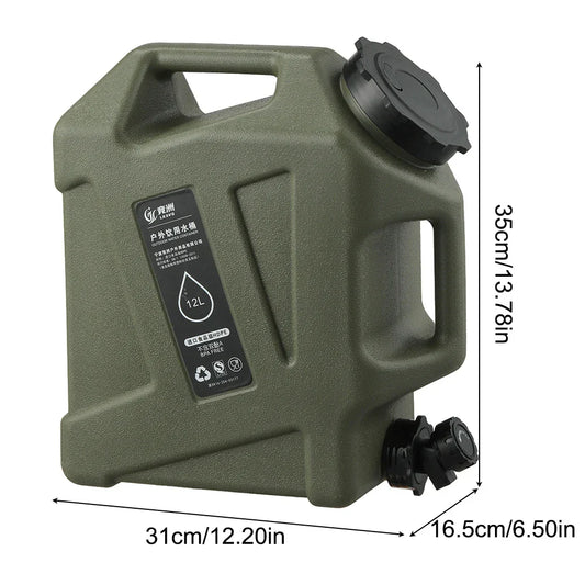 12L Camping Water Container Portable Water Tank with Faucet Green