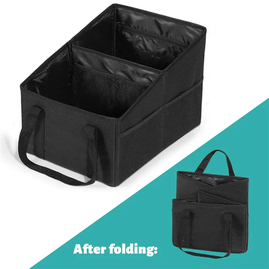 NNEOBA High-Capacity Car Trunk Storage Organizer Box Black