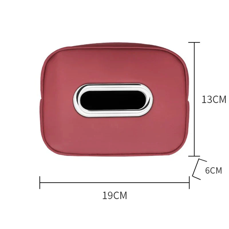 NNEOBA Leather Car Tissue Organizer Storage Bag–Multi-Position Holder Red