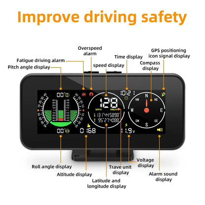 M60 Digital Speed Slope Meter GPS Speedometer & Compass Black