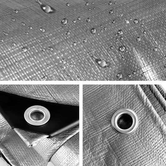 NNEDSZ 3.6x7.3m Tarp Camping Tarps Poly Tarpaulin Heavy Duty Cover 180gsm Silver